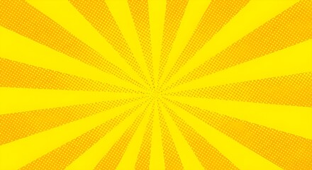 yellow Comics rays background with halftones. Vector summer backdrop Halftone Dots | Abstract Comic Book Style Backdrop for Graphic Design and Promotional Materials