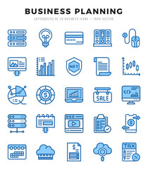 Set of simple Two Color Business Strategy Icons. Two Color art icons pack.