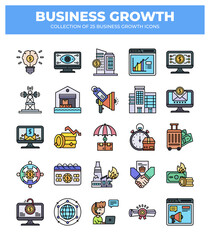 Business Growth Icon Set: 25 Essential Icons for Marketing. Finance. and Strategy