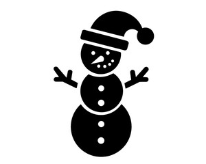 Snowman silhouette, black snowman icon, vector illustration
