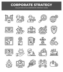 Collection of 25 Corporate Strategy Icons: Business Planning. Marketing. and Management