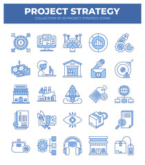 Project Strategy Icons. 25 Essential Icons for Business Planning