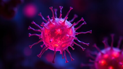 Bioluminescent dual-colored cellular structure pulsating rhythmically, revealing microscopic life energy.