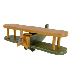 3D Render of a Metal Material Toy Old Propeller Airplane