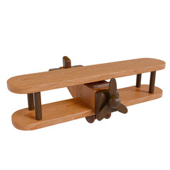 3D Render of a Wooden Toy Old Propeller Airplane