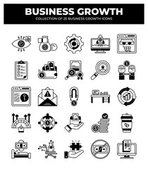 Collection of 25 Business Growth Icons: Boost Your Business with Strategic Planning