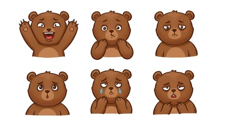 Cartoon bear expressions collection