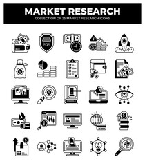 Market Research Icons: Data Analysis. Marketing. and Business Strategy