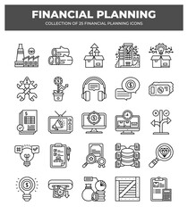 Financial Planning Icons: A Collection of 25 Essential Business Icons