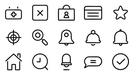 Collection of universal line icons for user interface design. Vector symbols for website and app development.