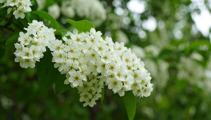 Close-up of delicate white flowers on a branch