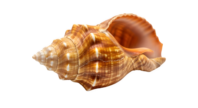 Exquisite spiral seashell with intricate patterns and warm tones, perfect for evoking coastal charm and natural beauty in your projects.