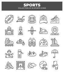 Collection of 25 Sports Icons.  A Visual Guide to Various Summer and Winter Sports