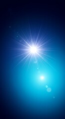 Glowing bright flare light in teal space