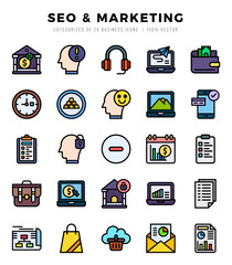 Set of Market & Economy Icons. Simple line art style icons pack.