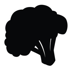 Cute cartoon hand drawn vector broccoli silhouette.