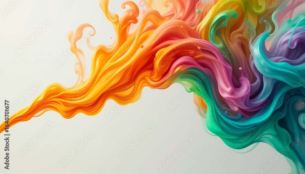 Aufkleber vibrant swirling colorful paint flows dynamically blending multiple hues seamlessly in abstract art