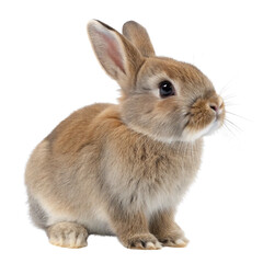 Obraz premium Fluffy brown rabbit sitting attentively.