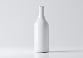 Minimalist White Bottle Blank Label Mockup Isolated Clean Background