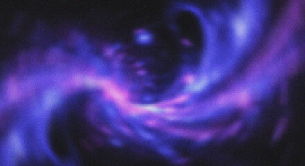 Abstract swirling purple and blue cosmic nebula with glowing light