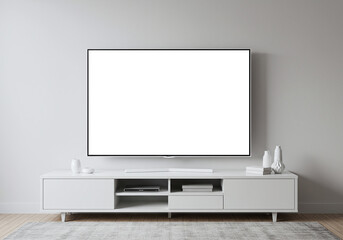 Modern TV Blank Screen Mockup Living Room Minimalist Interior