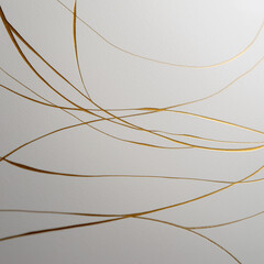 Sophisticated and minimalist abstract line drawing on white paper, in elegant gold ink