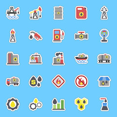 Cutting line sticker set of oil industry. Oil Industry elements.