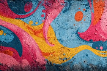 Vibrant abstract street wall art with dynamic swirls and colors showcasing gigapixel detail in an urban setting during daylight hours