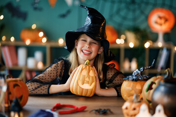 Girl is celebrating Halloween