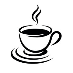 Coffee cup silhouette icon with steam