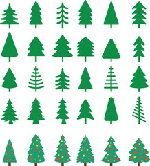 Christmas Tree icon set.Pixel Perfect. For Mobile and Web. Contains such icons as Christmas Tree, Nature, Holiday, Christmas, Pine Tree, Winter.Vector illustration of pine silhouette.