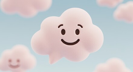 Emoji Face Peeking from a Cloud Shaped Chat Bubble Soft Foam