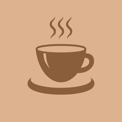 Minimalist coffee and teacup icon logo with Steam
