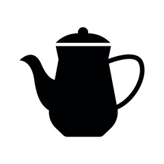 Black teapot silhouette isolated on white background