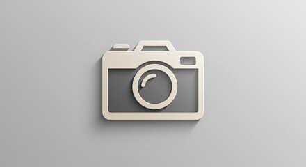Minimal 3D Vector Camera Icon with Clean Lines and Shadows