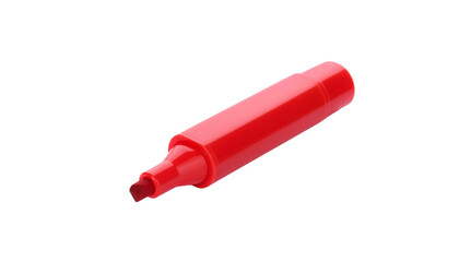 Red felt tip pen and  marker highlight a plastic drawing tube on White Background