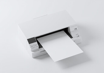 Minimal White Printer and Blank Paper Mockup for Print Design Template