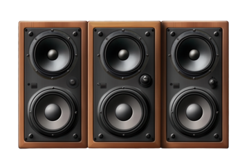 Stacked vintage audio music speakers showcasing classic design and craftsmanship, perfect for enhancing any audio experience in a home setting