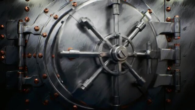 Secure Steel Vault Door Slowly Opens for a Green Screen Transition.