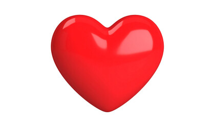 Fototapeta premium A 3D red heart, a shiny symbol of love and romance, isolated on a white background