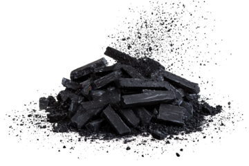Black chalk pieces and dust create a striking visual display with dynamic flying effect