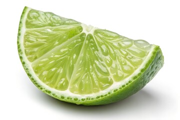 Fresh lime wedge on a plain background, vibrant and juicy