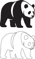 Panda Bear Black and White Silhouette Illustration