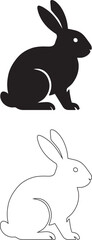  Black and White Bunny Silhouette