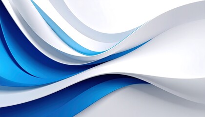 Abstract flowing curves of white and blue