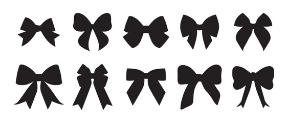 Set of Black Bow Silhouette