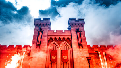 Fantasy Castle Floating in the Clouds with Magical Lighting