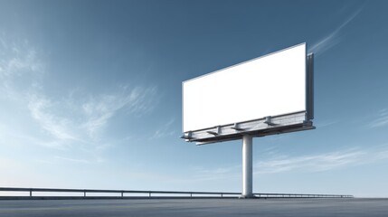 Fototapeta premium Billboard Mockup Against Blue Sky: Outdoor Advertising Template for Marketing Campaigns and Promotions