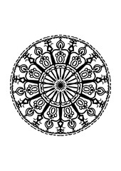 Floral round vector art with a Chinese zodiac dragon design and ethnic ornamental elements