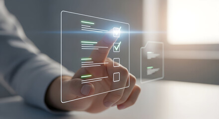 A human hand holds a glowing red system warning sign, a futuristic concept of cybersecurity alerts and digital threats.